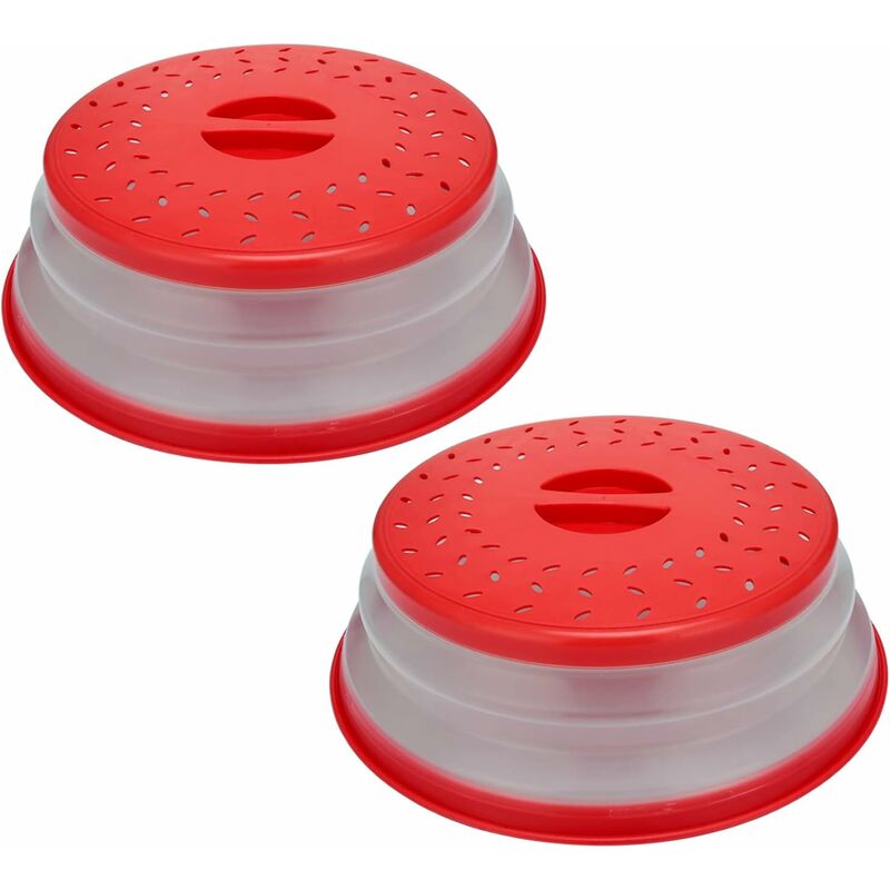 

Tapa de microondas a prueba de derrames Tapa de microondas apta para alimentos, apta para lavavajillas, sin BPA, 10,5 pulgadas, paquete de 2 (rojo)