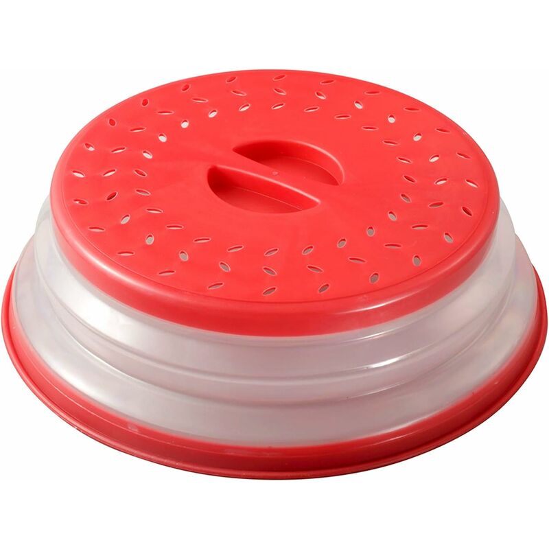 

Tapa para plato de 10,5 pulgadas, tapa plegable para alimentos para microondas, plato protector contra salpicaduras, cesta para escurrir frutas y