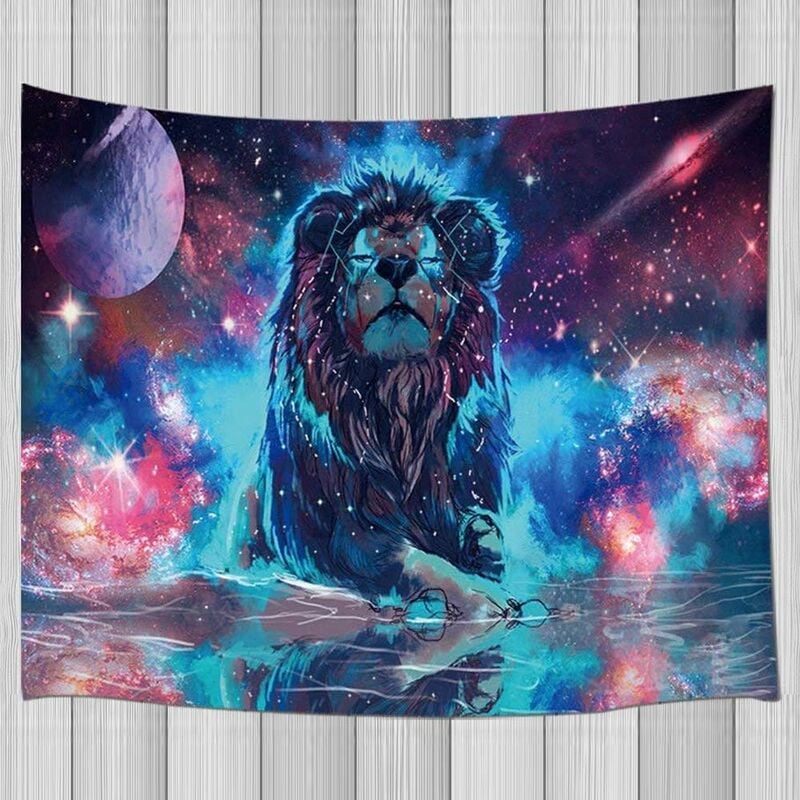 

Tapiz de decoración de fantasía Universo Galaxy Lion Decoración de pared colgante para dormitorio Sala de estar Dormitorio 180.3 x 60 pulgadas Mantas