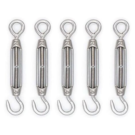 Litzee – Tendeur à cliquet M4 en acier inoxydable 304 – Lot de 5 crochets – Résistant à l'eau et à la corrosion – Charge maximale 210g
