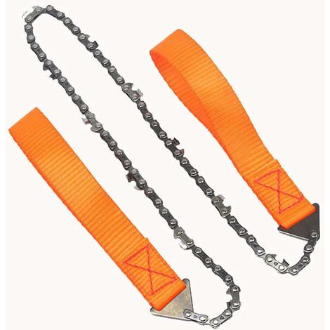 LITZEE Tragbare Handsäge mit Reißverschluss für Outdoor-Wandern Camping Stahl Survival Tools Notfall Long Chain Pull Canvas (Orange)