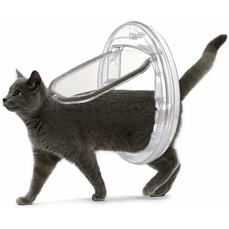 

Litzee - Trampilla para gatos con cierre de 4 vías mate, trampilla para gatos para gatos y pequeños, fácil de instalar y usar, apta para vidrio,