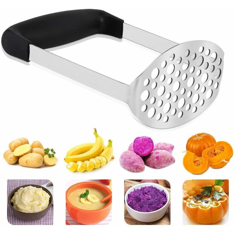 

Triturador de papas de acero inoxidable, Exprimidor de papas, Triturador de papas Puré de papas, Exprimidor de papas para lavavajillas, Puré de