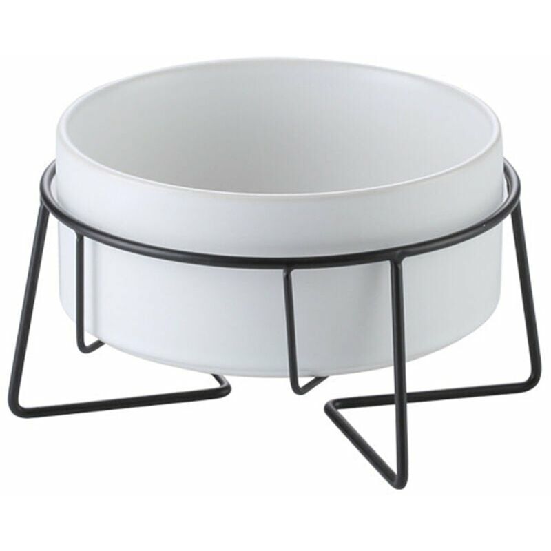Ustensile de barbecue Bol pour chat en ceramique, 15.5 cm / 850 ml cadre en fer bol simple blanc - Litzee