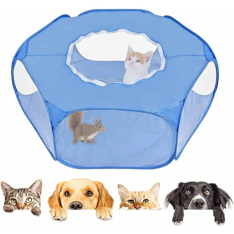 

Valla para mascotas portátil, valla portátil para exteriores, valla plegable para patio trasero, tienda de campaña para mascotas, con tapa