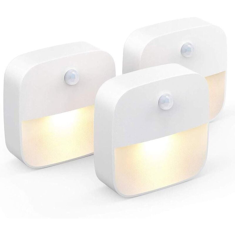 Litzee - Veilleuse Led, Lampe de Nuit Murale avec Détecteur de Mouvement autocollante, Veilleuse Murale pour Salle de Bains, Chambre, Couloir, Blanc