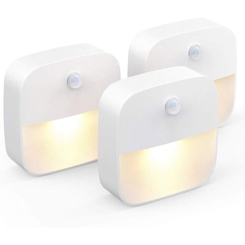 Veilleuse Led, Lampe de Nuit Murale avec Détecteur de Mouvement autocollante, Veilleuse Murale pour Salle de Bains, Chambre, Couloir, Blanc Chaud