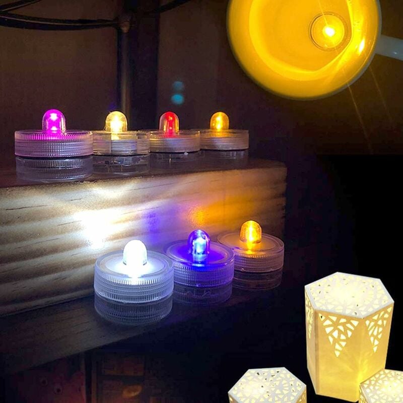 

Velas LED, 12 Velas LED Multicolores Sin Llama, Velas LED Lumini Batería Impermeable Bajo el Agua Mini Luz Decorativa para Baño, Fiesta, Boda