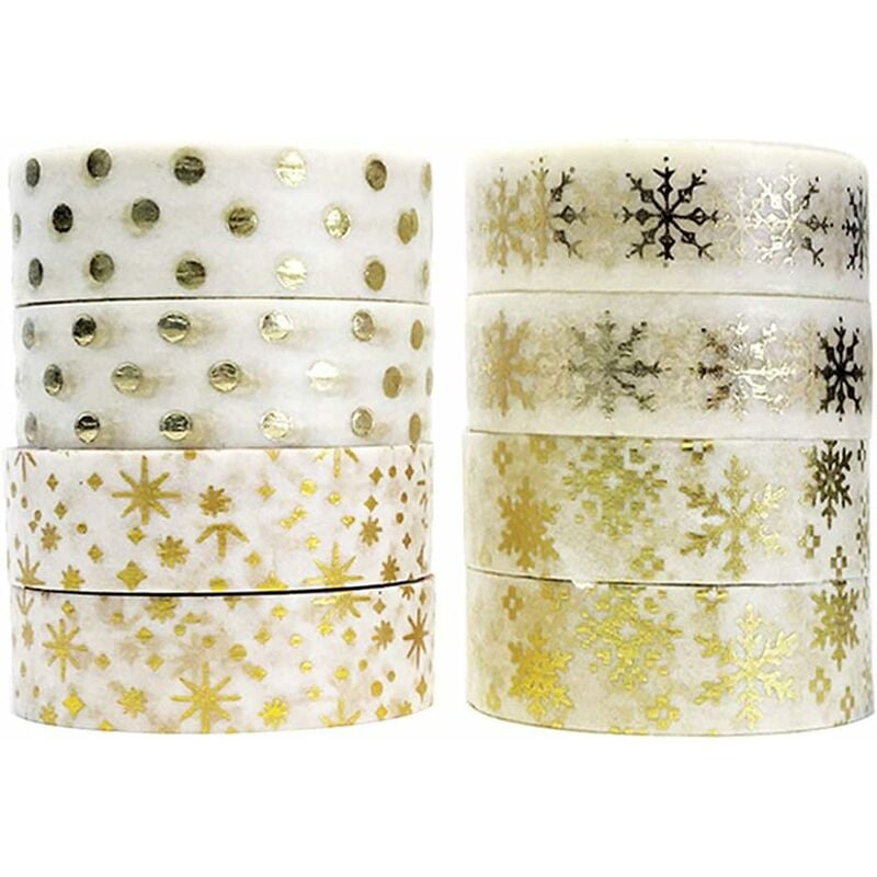 

Washi Tape, 8 rollos Christmas Washi Tape Set Colección de cintas autoadhesivas decorativas para álbumes de recortes navideños, bricolaje y envoltura