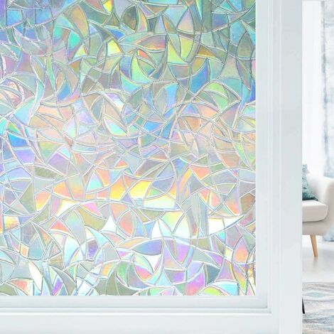 1pc Holographic Window Film Self Adhesive Static Privacy Cling Decorative Glass  Window Sticker