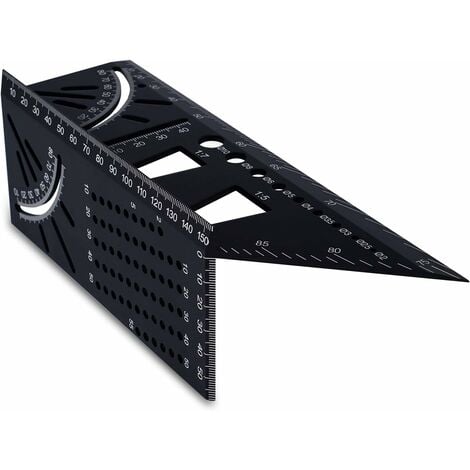 LITZEE Winkellineal aus 3D-Aluminiumlegierung, 90 bis 45 Grad Zimmermannsquadrat, geeignet für Zimmermannsingenieure