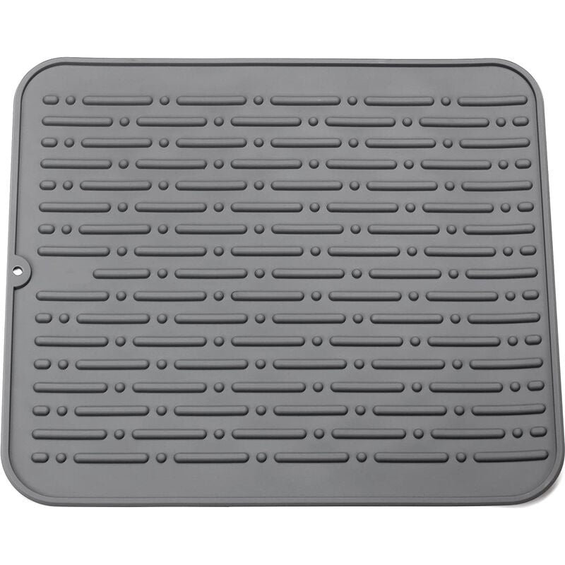 

XL Tapete de silicona para secar platos de 45 x 40 cm Garantía de por vida (gris) - Litzee