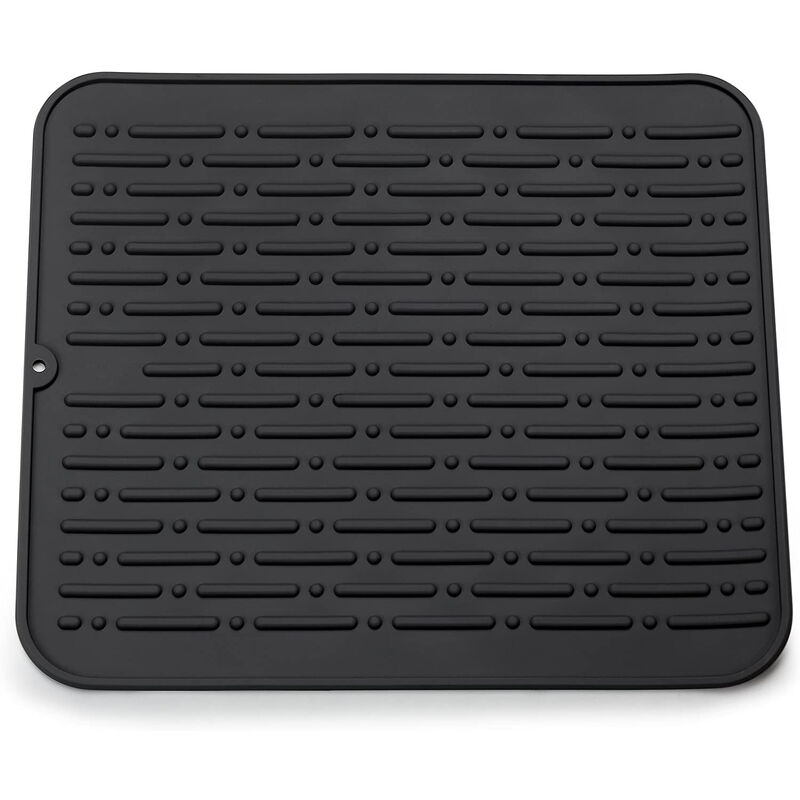 

XL Tapete de silicona para secar platos de 45 x 40 cm Garantía de por vida (Negro) - Litzee