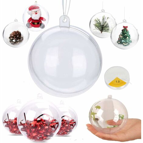 LITZEEPalline Di Natale Set Di 10, Palline Di Plastica Trasparenti Decorazione Per Natale, Pasqua, Compleanno (Confezione 10/10 Cm)