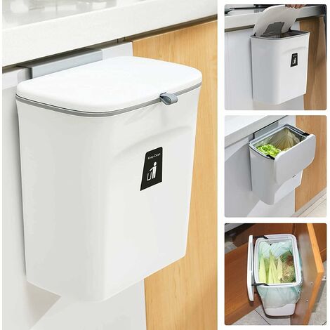 Pattumiera sospesa 7L/9L per porta dell'armadio da cucina con coperchio  piccolo sotto lavello bidone della spazzatura a parete contenitori per  Compost di rifiuti da banco