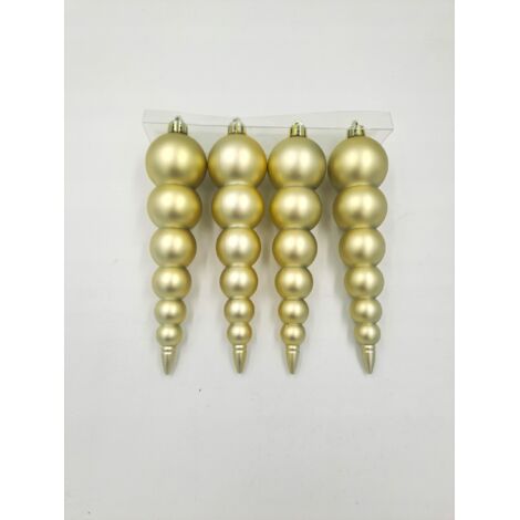 LIVARNO Weihnachtskugeln, goldene Eiszapfen, 4 Stück