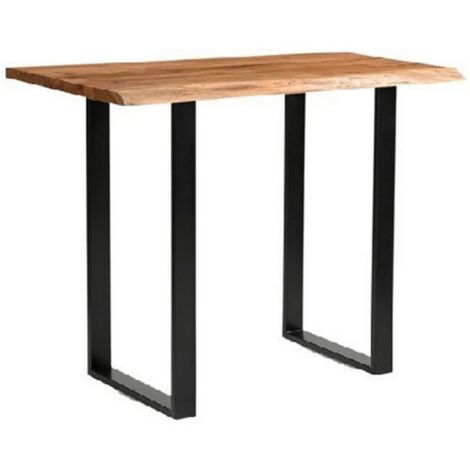Live Edge Collection Light Acacia Bar Table - Metal - L70 x W130 x H100 cm - Black
