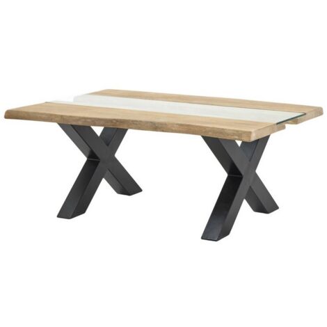 Live Edge Collection Light Acacia River Coffee Table - Metal - L70 x W115 x H45 cm - Black