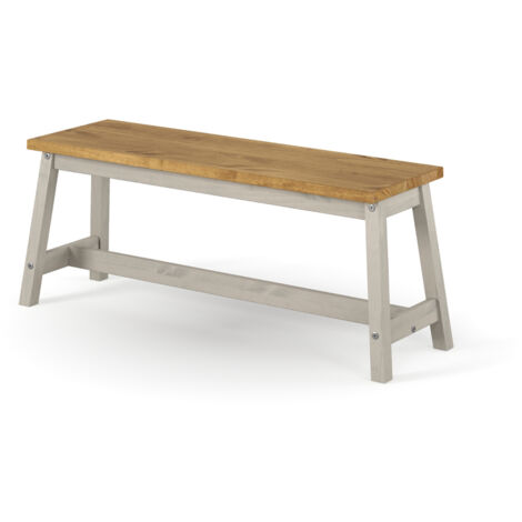 Live Edge Large Dining Bench - Pine - L31.5 x W122.5 x H45.5 cm - Grey/Antique Waxed Pine - Flat Packed
