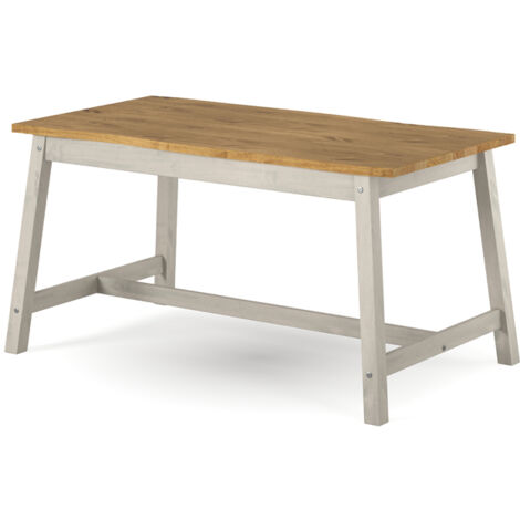 Live Edge Large Dining Table - Pine - L80 x W150 x H76 cm - Grey/Antique Waxed Pine - Flat Packed