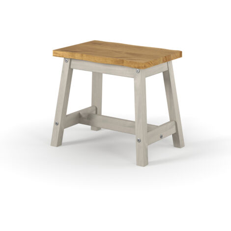 Live Edge Single Dining Bench (Set of 2) - Pine - L31.5 x W52.5 x H45.5 cm - Grey/Antique Waxed Pine - Flat Packed