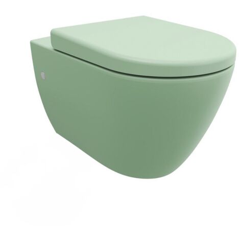 LIVEA Bello Cuvette suspendue sans bride + Abattant frein de chute, Vert menthe (GreenBello)