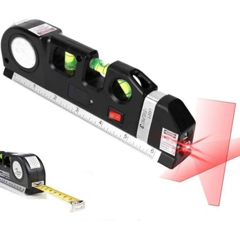 Livella a bolla 4 in 1 con linee incrociate, metro a nastro da 9 pollici, righello multifunzione, piccolo e a batteria, 45Ḟ verticale e orizzontale, strumento autolivellante..DEBUNS