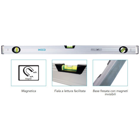LIVELLA A BOLLA BASE MAGNETICA ALLUMINIO PROFESSIONALE 400/1200mm INECO, " 40cm "