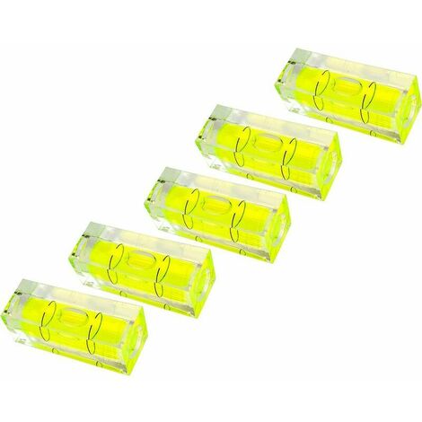 Livella a bolla, Confezione da 5, 15 x 15 x 40 mm, Livella di precisione con bolla d'aria, Mini livella a bolla per fotocamere, campeggio e roulotte, Livella a bolla, Livella a bolla