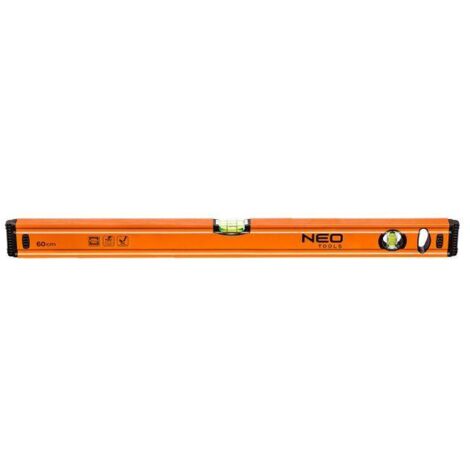 Livella a bolla d'aria 60 cm 2 fiale 1 superficie fresata neo 71-062