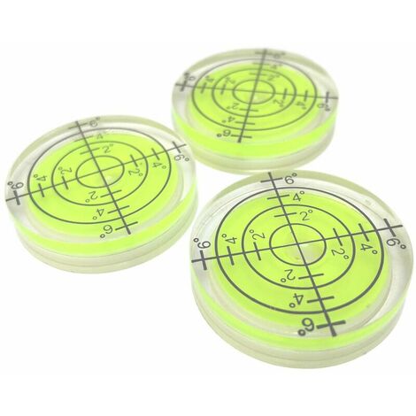 Livella a bolla d'aria, confezione da 3, Ø 32 mm di diametro, livella a bolla d'aria di precisione con bolla d'aria, mini livella a bolla d'aria per macchine fotografiche, campeggio e roulotte, livell