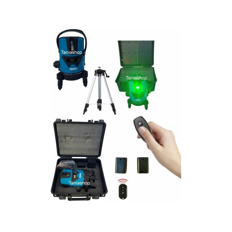 Image of Livella laser a batteria autolivellante 5 linee 360 con telecomando linea verde