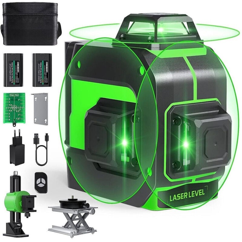 Image of Trade Shop - LIVELLA LASER AUTOLIVELLANTE 360 ° LIVELLA LASER VERDE 2 BATTER RECARISCHE -