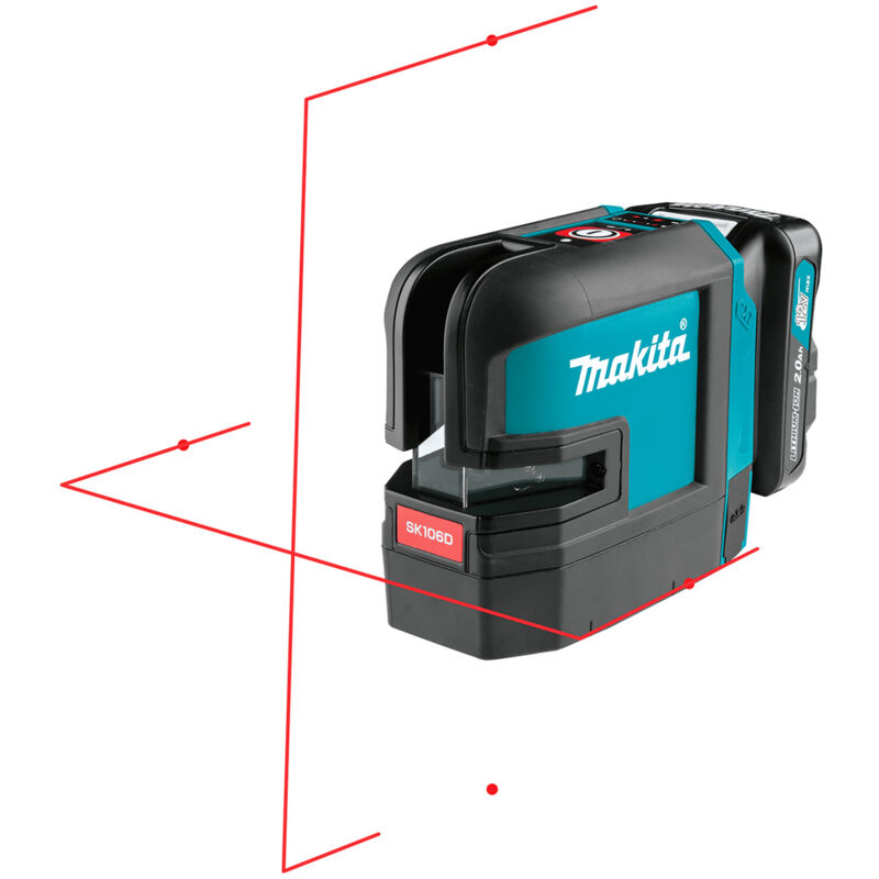 Laser a croce a batteria Makita SK106DZ, rosso 12V max. (senza batteria, senza caricabatterie)