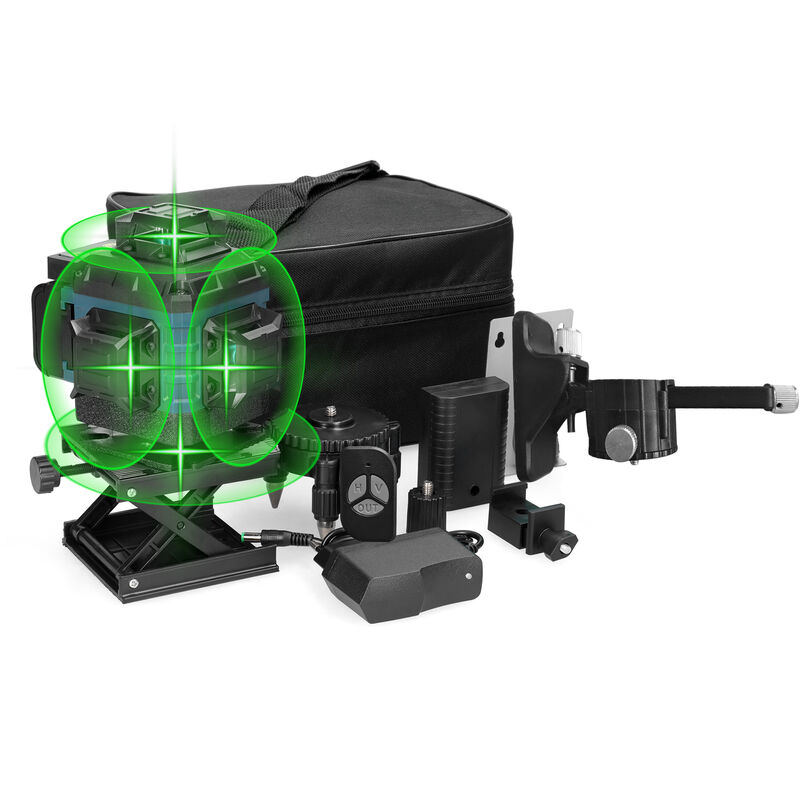 Image of Decdeal - Livella laser orizzontale con 16 linee laser orizzontali e verticali, display digitale a batteria, fornita con un telecomando e 2 batterie,