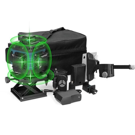 Livella laser orizzontale con 16 linee laser orizzontali e verticali, display digitale a batteria, fornita con un telecomando e 2 batterie, accompagnata da una borsa da trasporto impermeabile