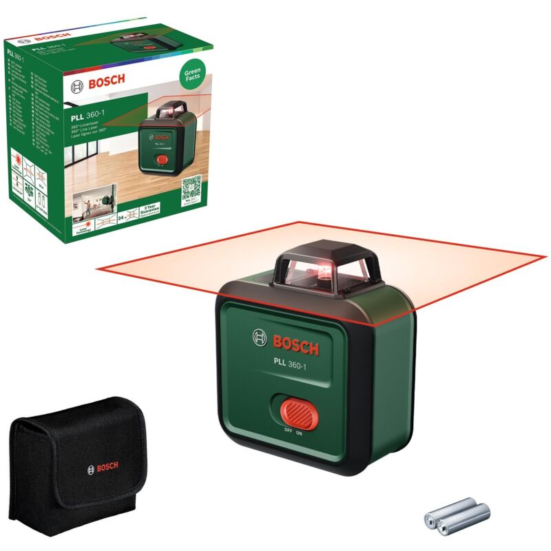 Livella laser PLL 360-1 de Bosch (livella laser de 360° autolivellante, precisione de ±0,4 mm/m, portata de di lavoro 12 m, funzione de pendenza, in