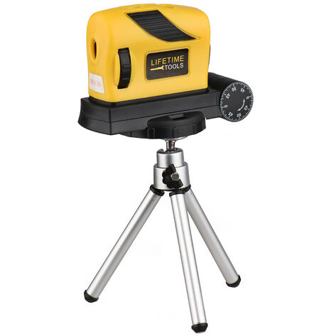 Livella laser Quattro in uno Dispositivo di linea portatile ad alta precisione Doppia bolla Laser rosso Basso consumo energetico Tester di linea multifunzionale con staffa (giallo)