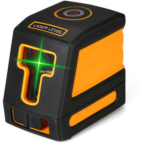 Livella laser verde a 2 linee autolivellante Kit di livellamento laser professionale orizzontale e verticale a linee incrociate con linee laser selezionabili e diffusione del raggio verticale, arancio