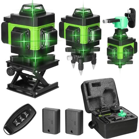 Livello laser, strumento autolivellante a livello laser 4D a 16 linee, livelli laser orizzontali e verticali con funzione di autolivellamento con 2 batterie ricaricabili integrate