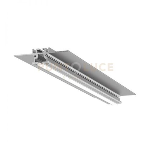 LIVERPOOL FP- SISTEMA MODULARE SEZIONABILE AD INACASSO E SCOMPARSA PIU DIFFUSORE TRASPARENTE COLORE ARGENTO OSSIDATO MT 2