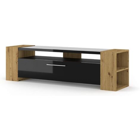 LIVIA 160 cm rovere artigianale / nero lucido porta TV