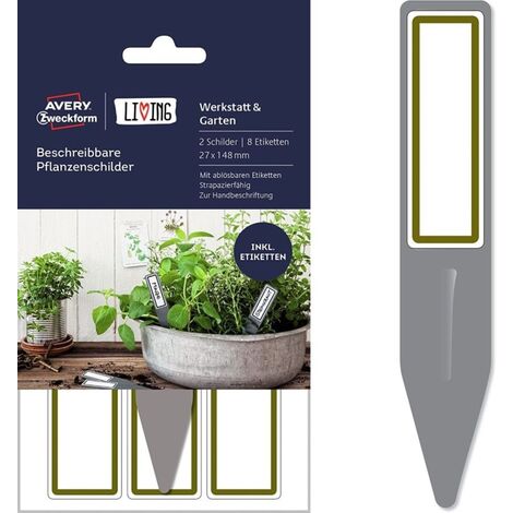 LIVING 2x Beschreibbare Pflanzenschilder Hoch