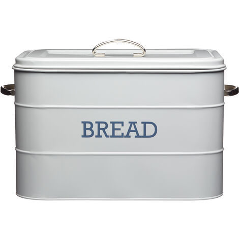 Living Nostalgie KitchenCraft Vintage-Brotkorb aus Metall 34 x 21,5 x 25 cm Grau