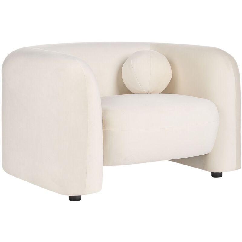 Beliani Armchair Leiren Velvet Off-white