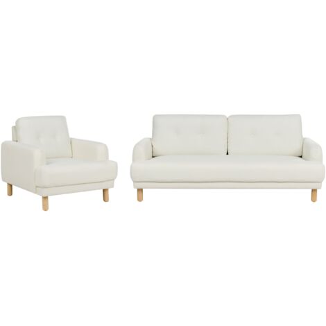 Living Room Set 4 Seater TUVE Fabric Off-White