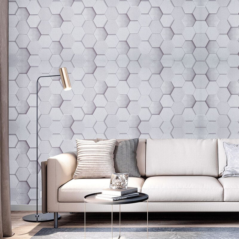 Livingandhome - 10M 3D Hexagonal pvc Self Adhesive Wallpaper