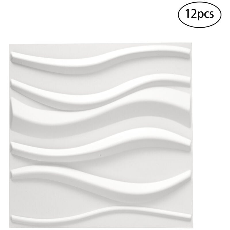Livingandhome - 12pcs pvc Textured 3D Wall Panels Decorative Tiles
