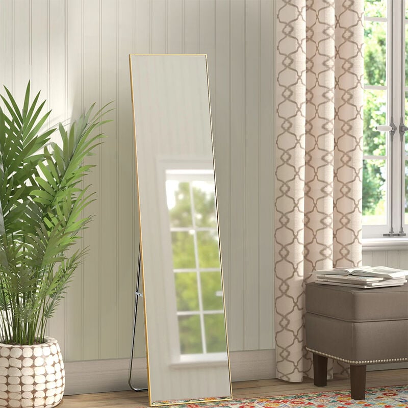 150cm Yellow Slim Frame Freestanding Wall Mounted Mirror