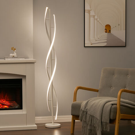 Livingandhome 30W Dimmable Spiral Standing Floor Lamp, White